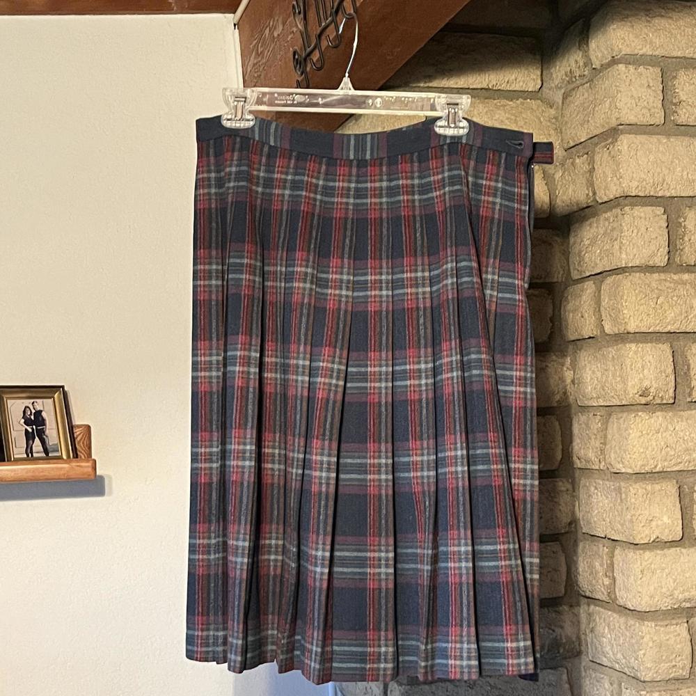 VINTAGE 80's Wool Pendleton Tartan Knee-Length Skirt